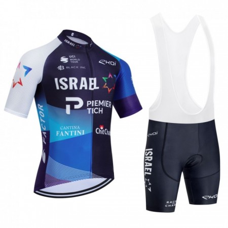 Set Fietsshirt + Korte Koersbroek 2024 Israel Premier Tech Zwart